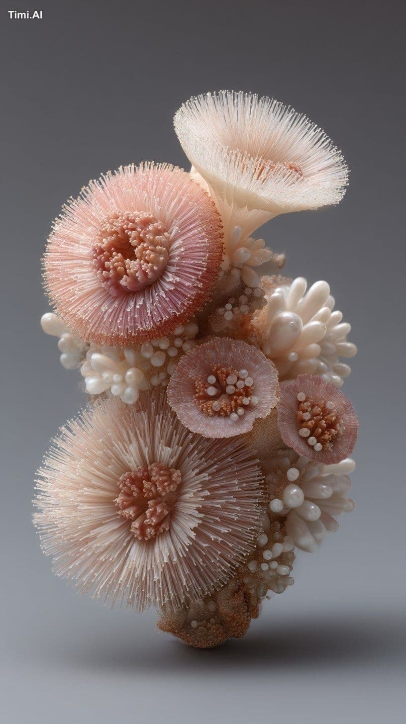 Photograph of a coral-like object made from polyps, mushroom