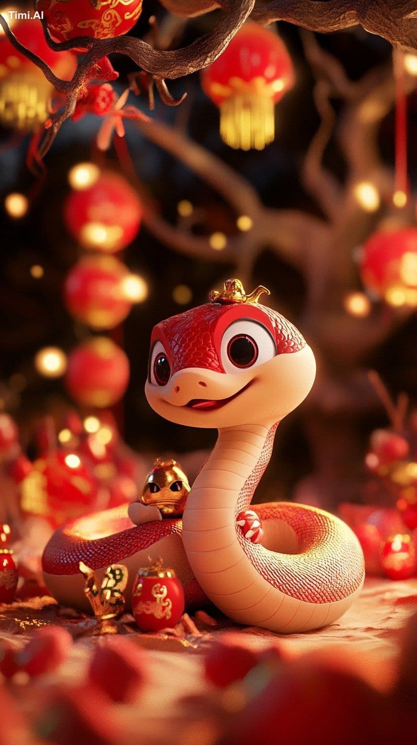 The cute Snake as the theme, anthropomorphized, with a round