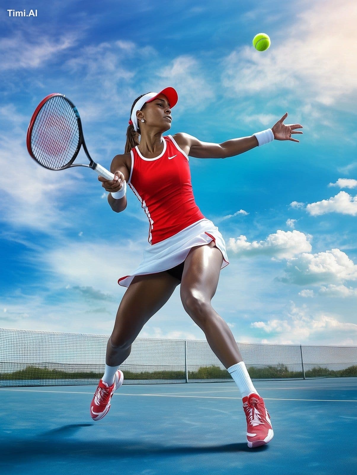 create a natural looking professional female tennis player, 