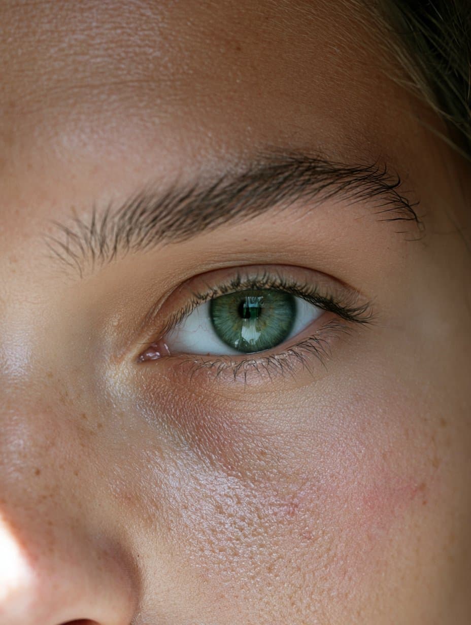 Ultra realistic extreme close up portrait of a young woman's