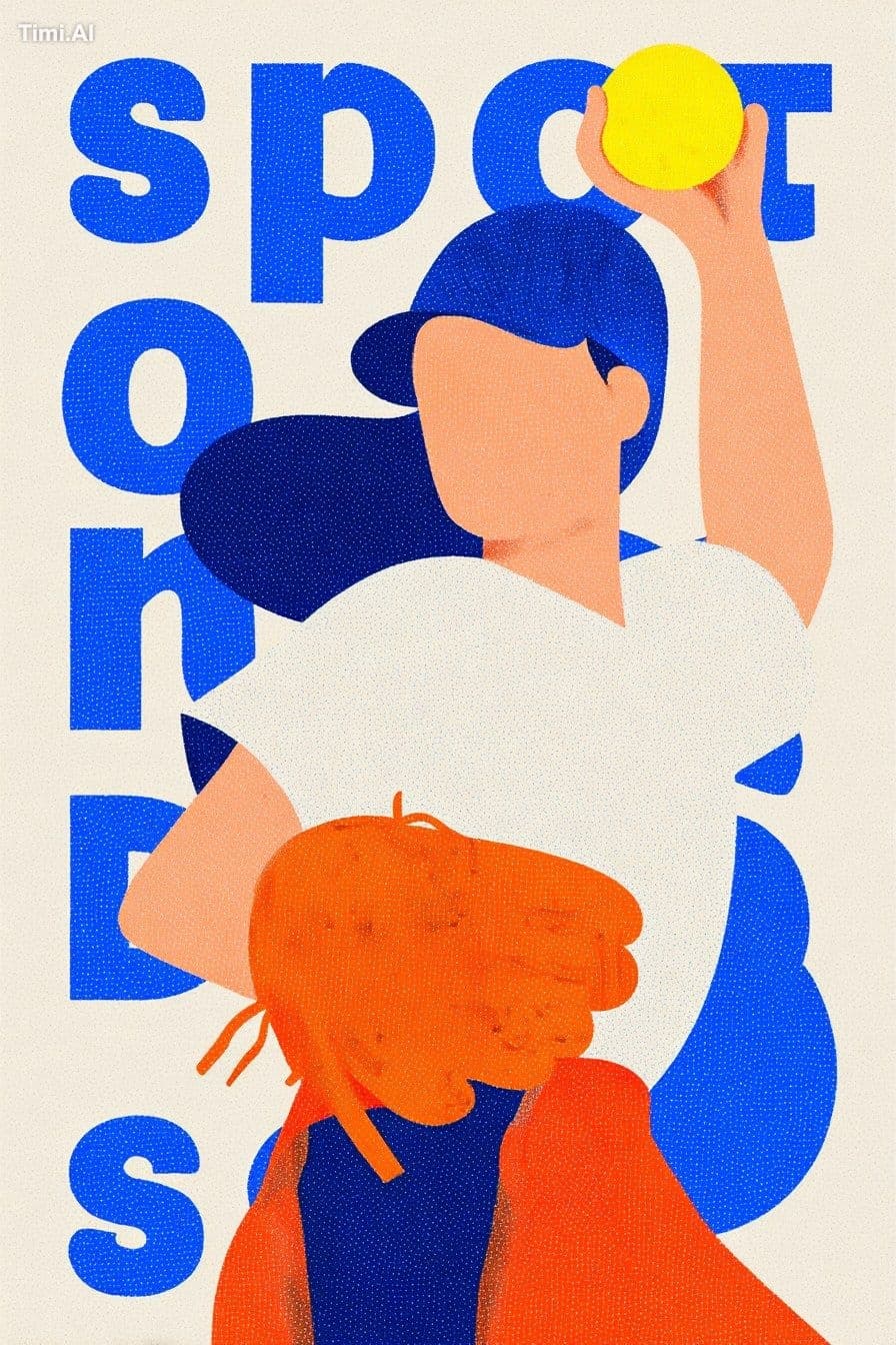 A poster for the sports day of softball, featuring an illust