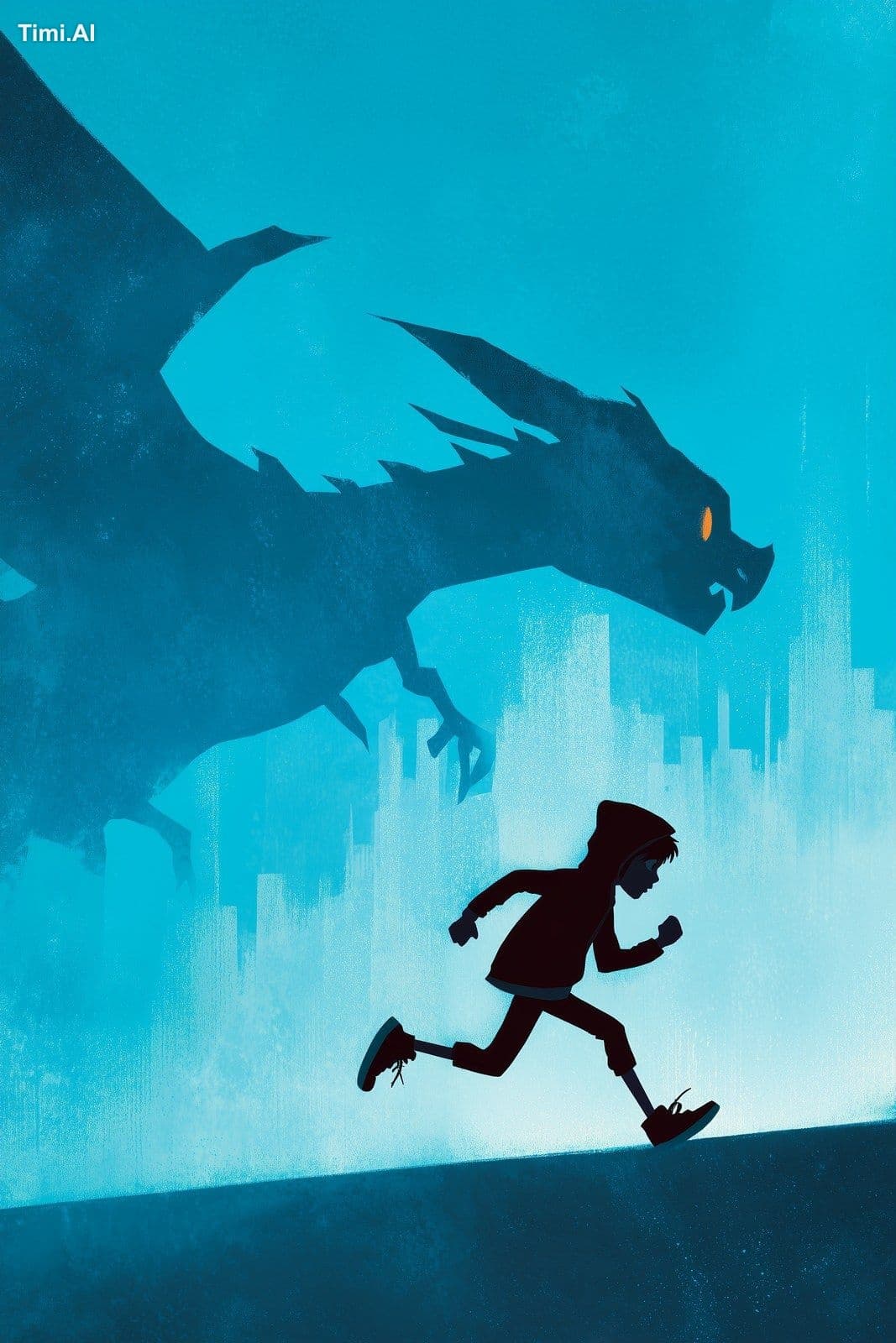 middle-grade illustrated book cover, newborn dragon escaping
