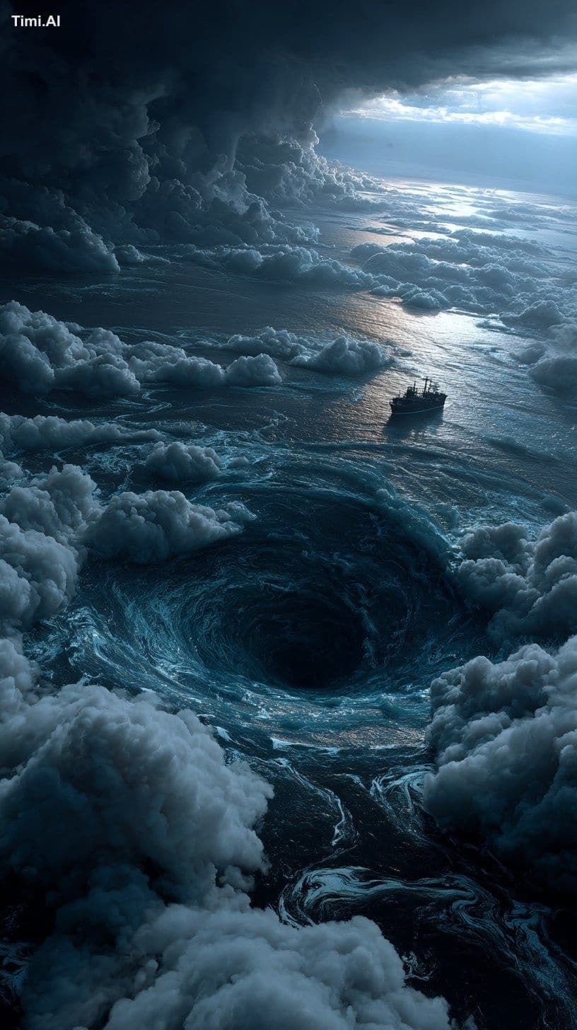 A portal in the middle of the ocean, lots of whirlpools, clo