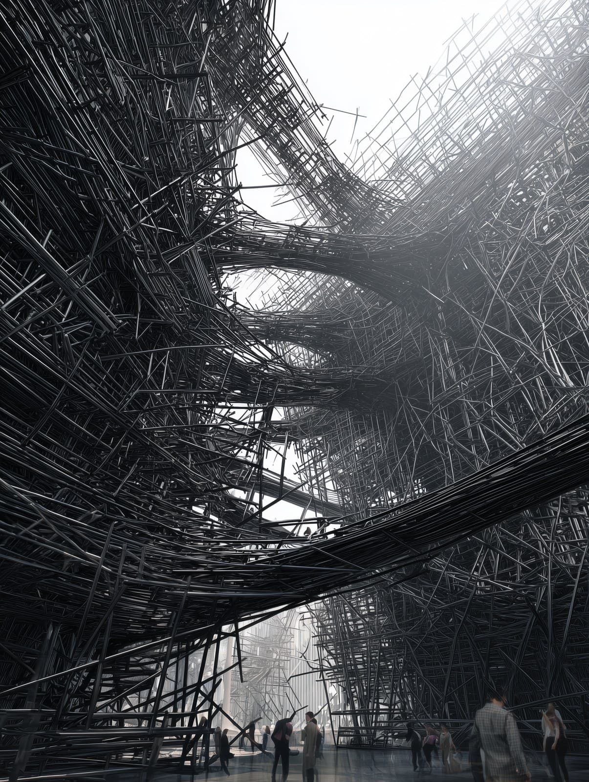 incredibly complex steel structure with thousands of intrica