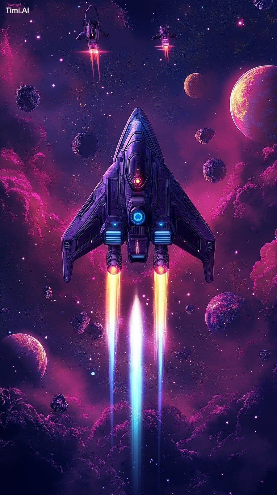 A high-quality soft 3D game screen for a futuristic vertical
