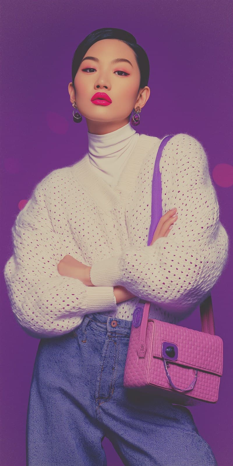 vogue magazine cover of an asian woman wearing a white cardi