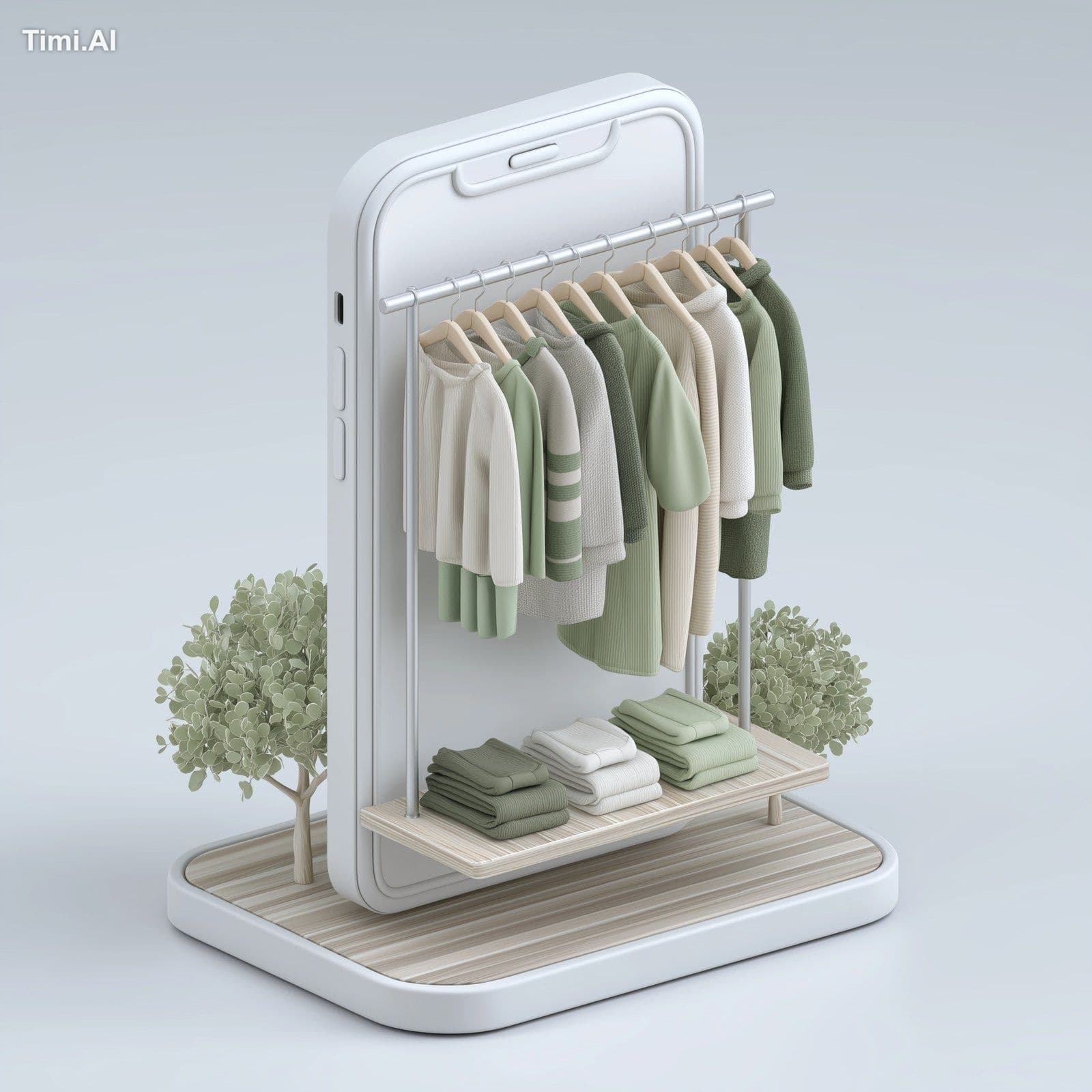 Isometric 3D scene of a smartphone screen, from which extend