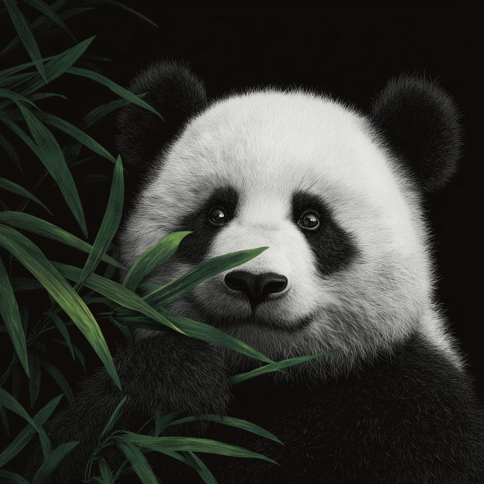 panda ，The panda is eating bamboo leaves in the bamboo fores