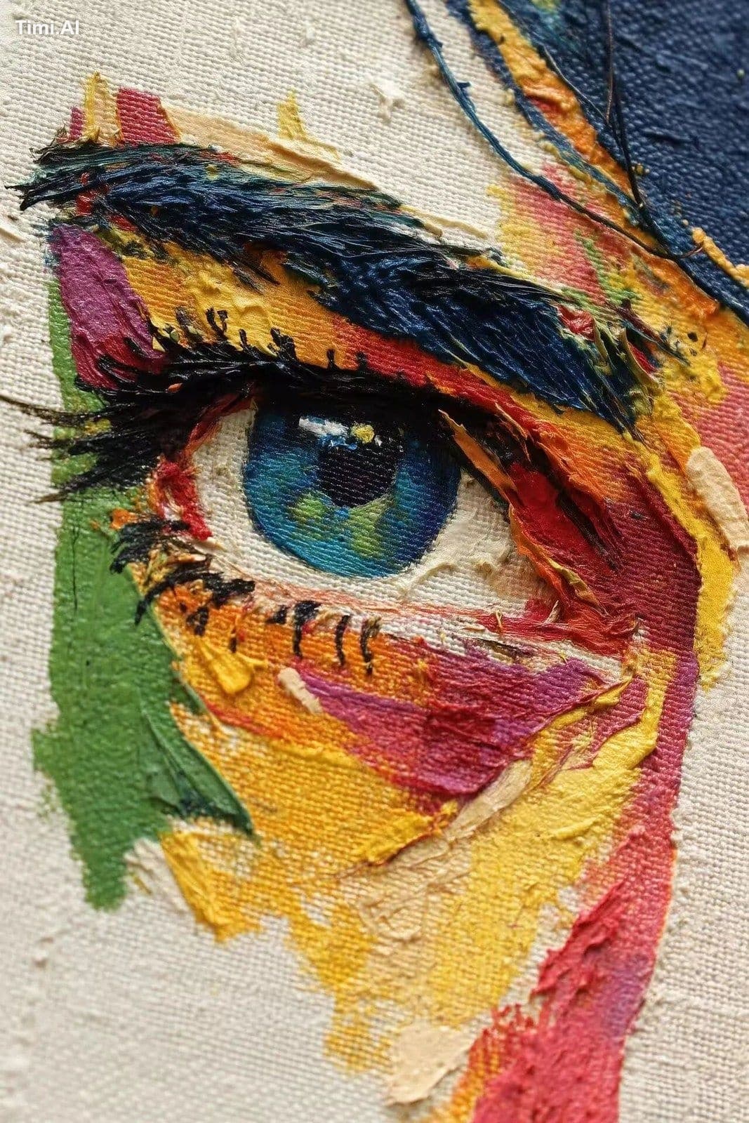 close up detail of a painting using a Menso brush, colorful