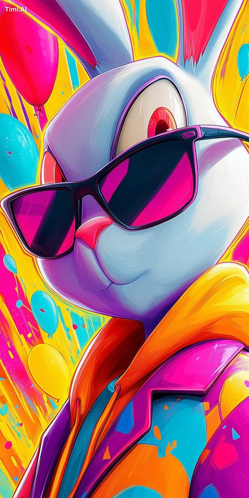 Vibrant, high-contrast illustration featuring a cool, anthro