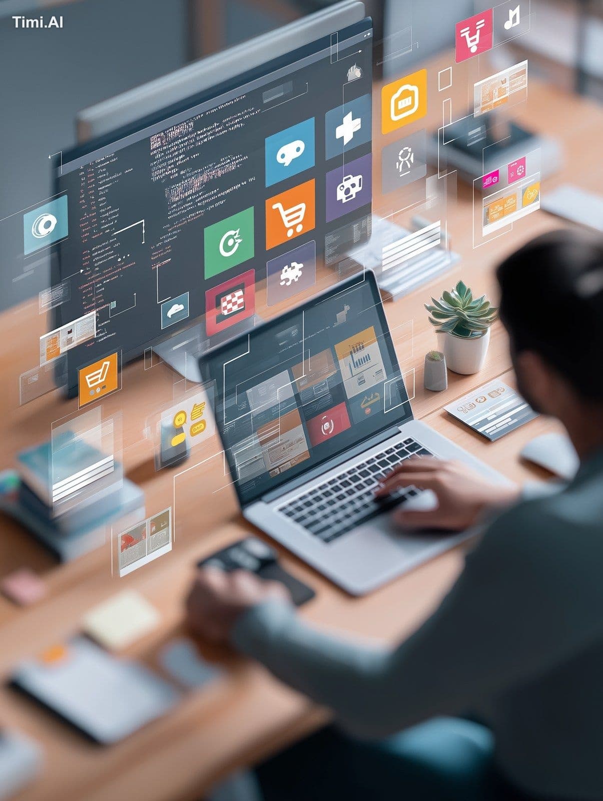 a perspective view inside a creative digital agency with a L