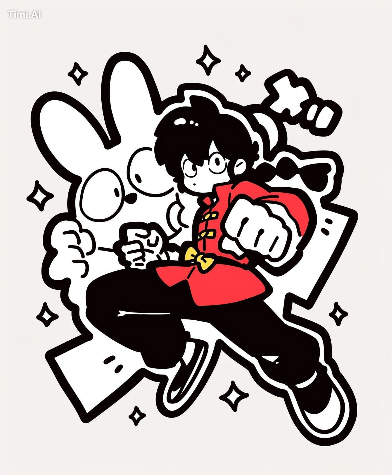 black black sticker mockup, Ranma 1/2, funny --chaos 5 --ar 