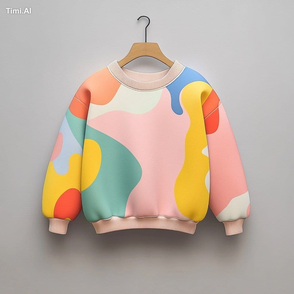 render sudadera oversize, talla 5 años, colores pastel acido