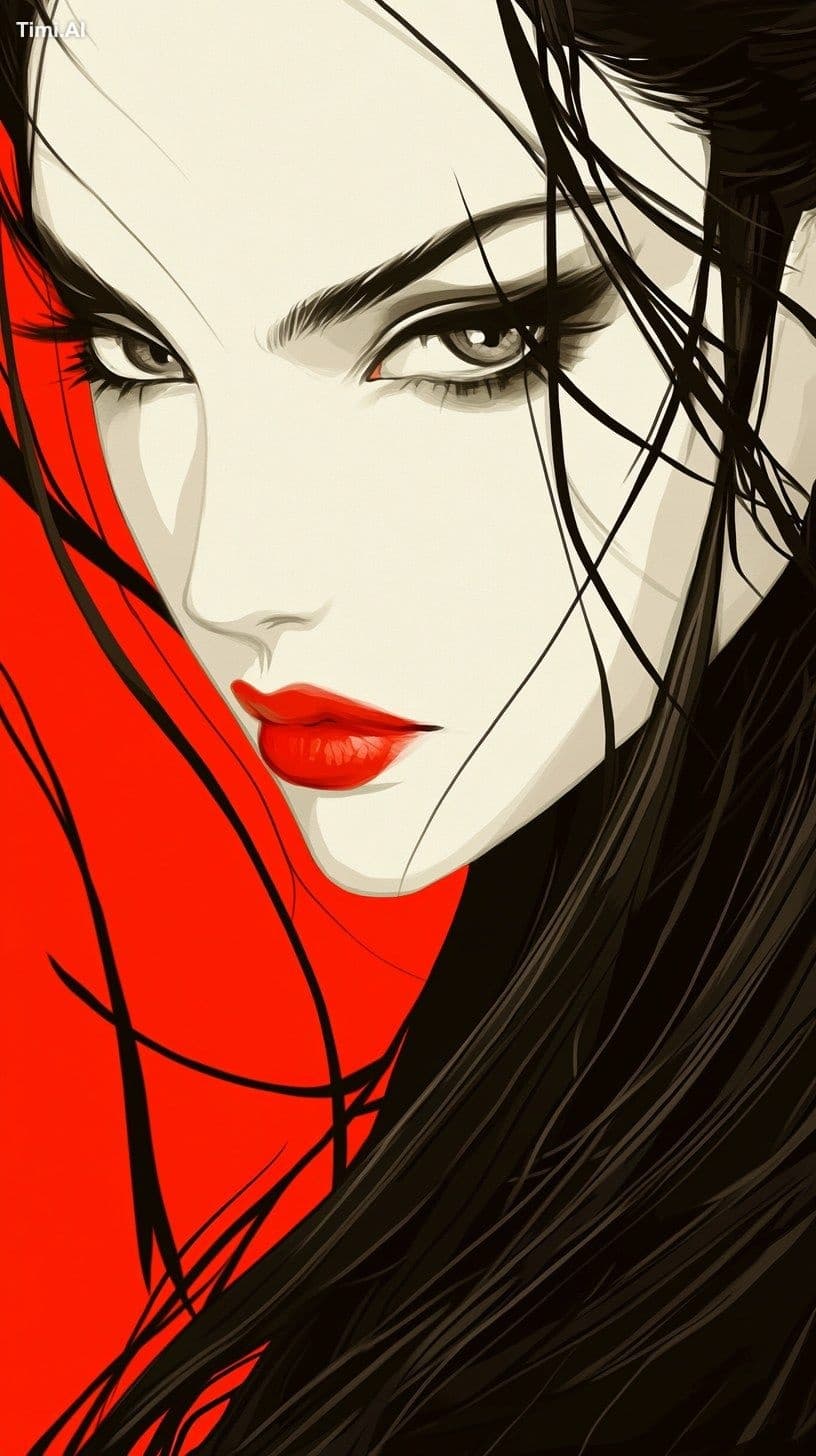 Illustration. Manga. Patrick Nagel. High Contrast. Flowing l