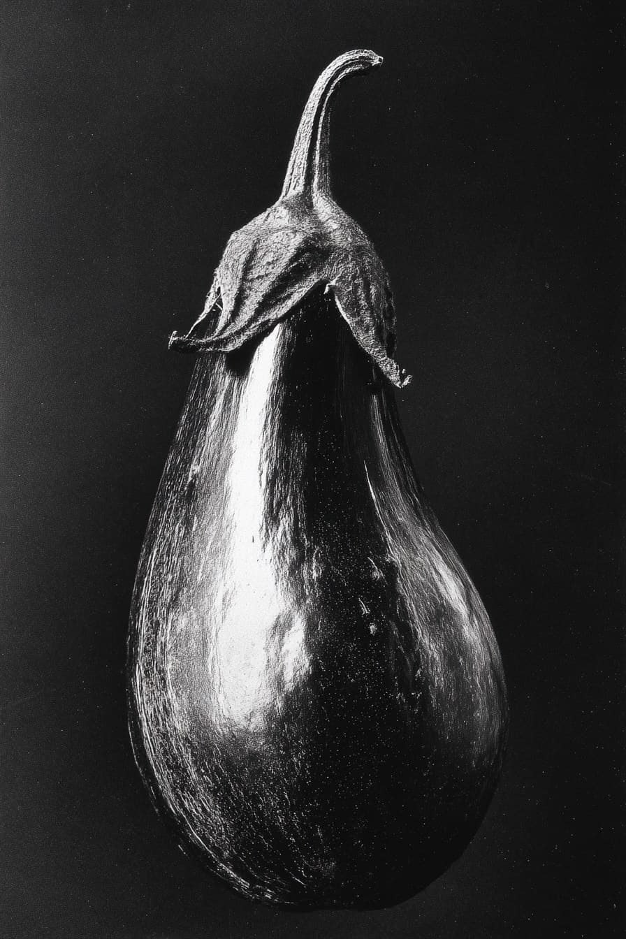 silver emulsion on gelatin, photograf of a eggplant, Edward