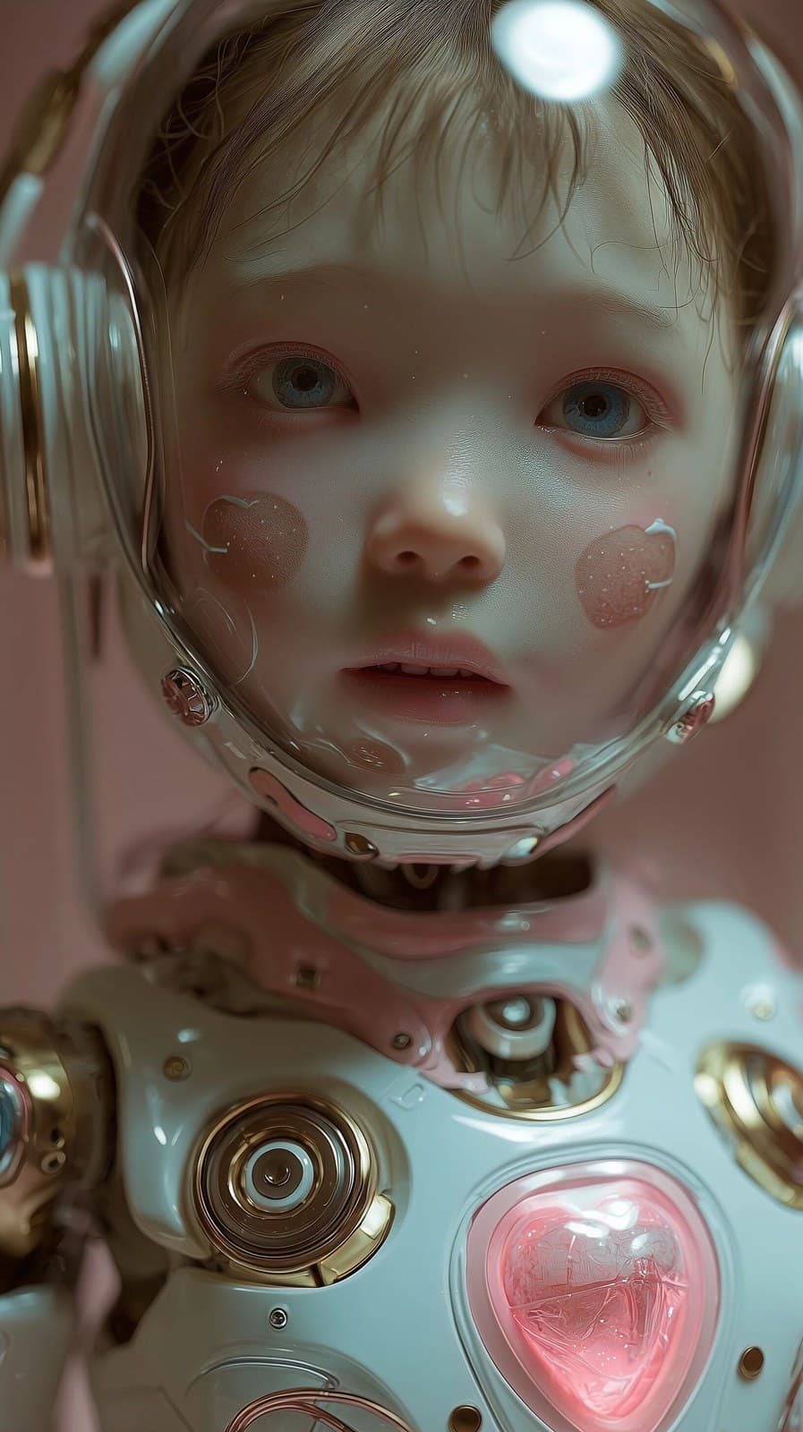 https://s.mj.run/r3az4vRwOXM Cute young android girl, child