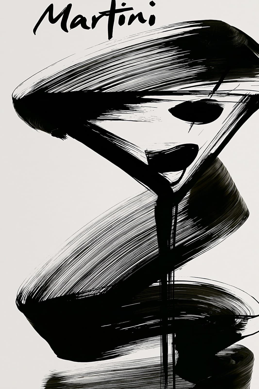 A retro 1960s stylized thin line drawing of a Martini. Above