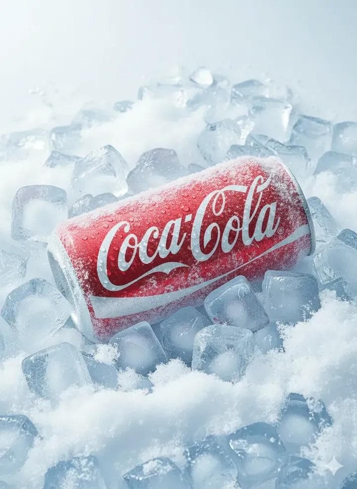 A hyper-realistic studio product shot of a Coca-Cola can lyi
