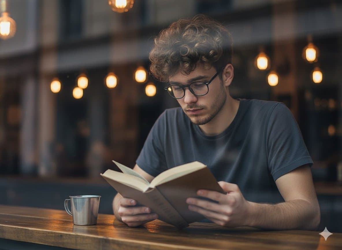 Create this cozy, contemplative cafe moment using Gemini Nan