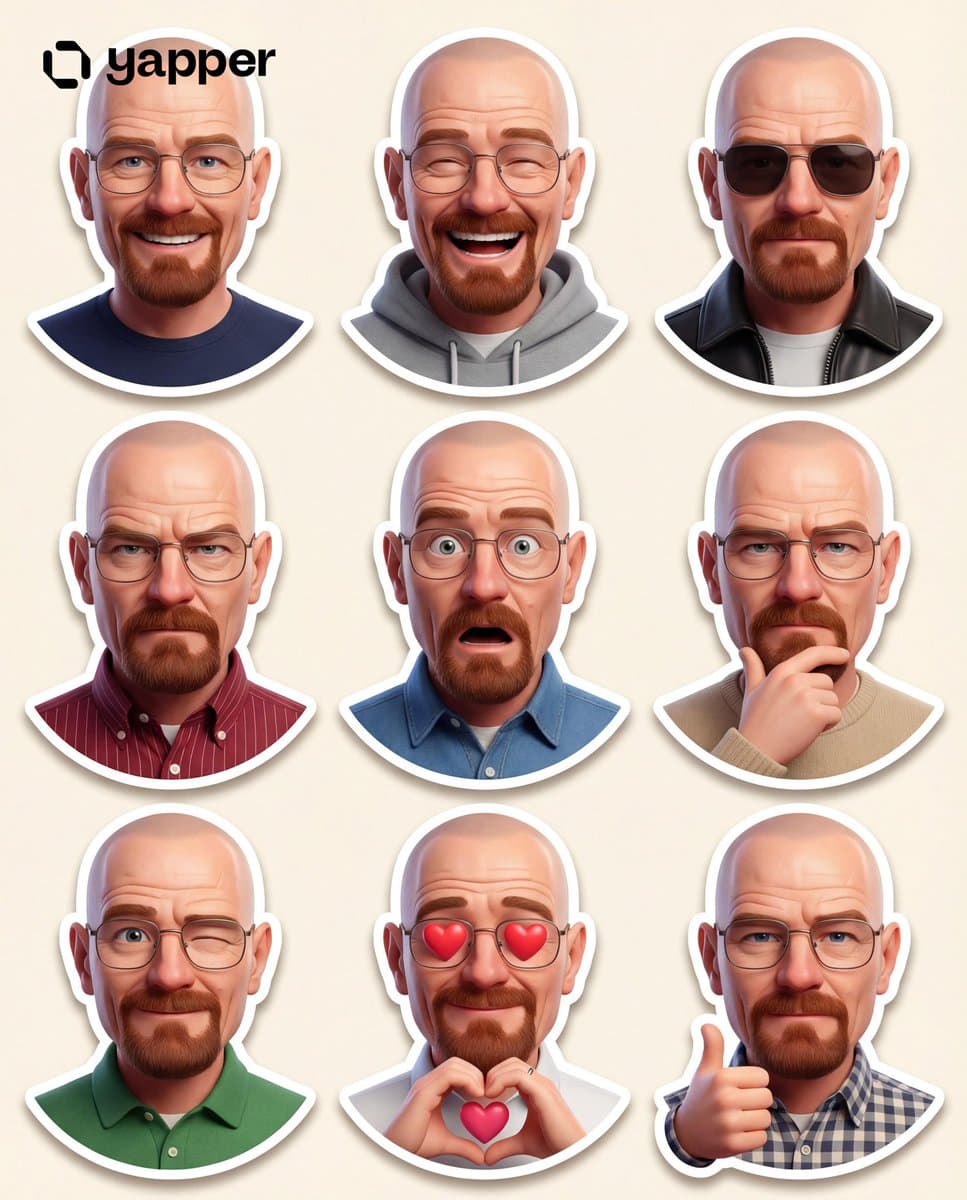 Create a premium Pixar-style 3D character sticker set that i