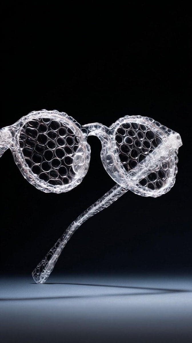 {
"prompt": "A studio shot of a transparent bubble wrap fa