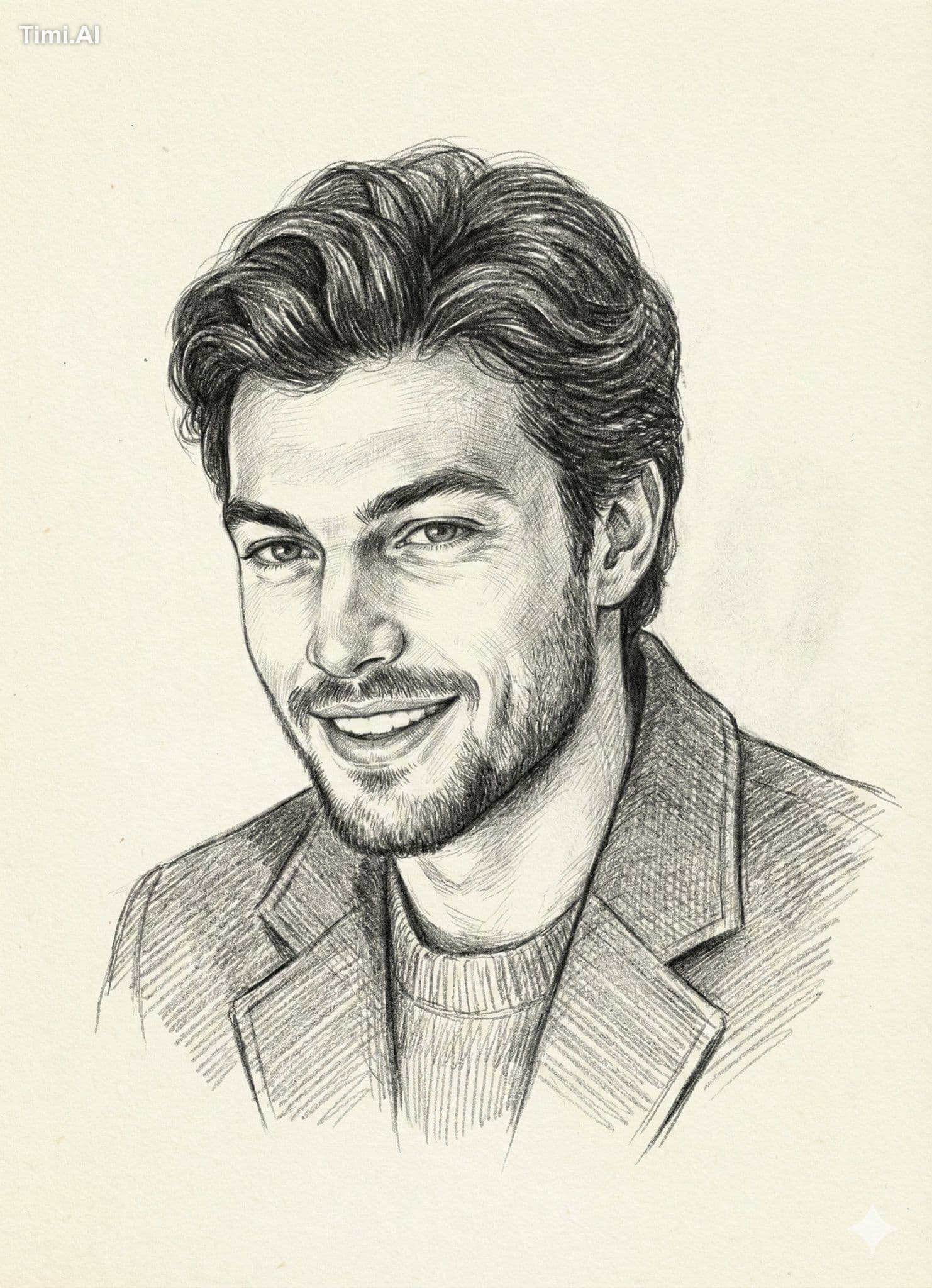 Create a highly detailed pencil sketch portrait on paper of 