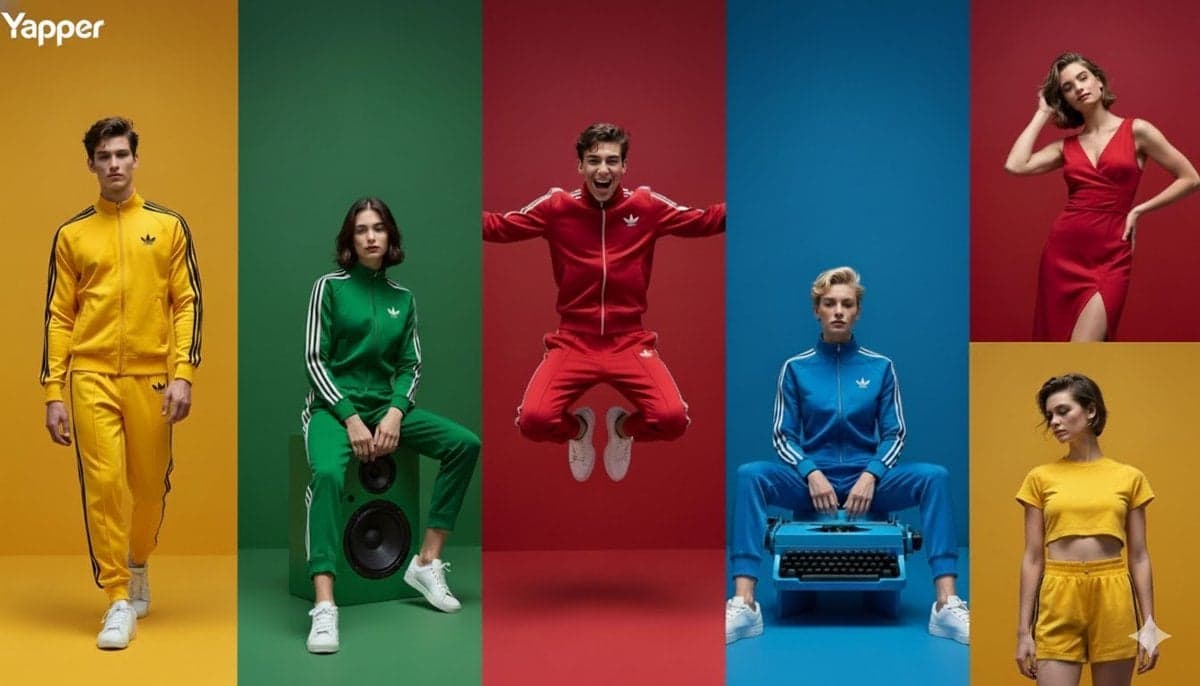 A high-quality, split-screen fashion editorial advertisement