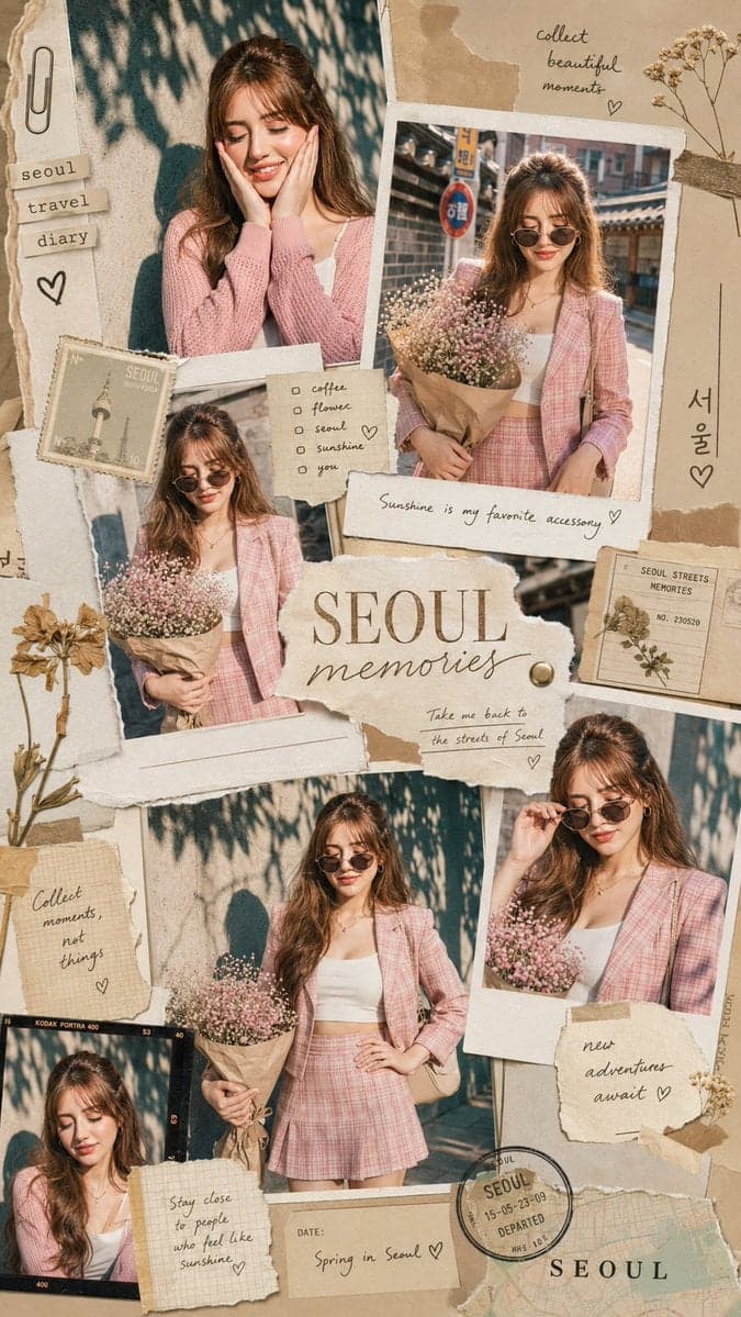 Transform the uploaded photo into a stylish aesthetic travel