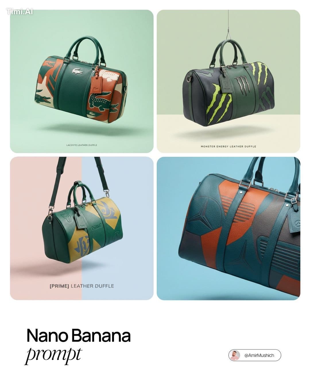 [BRAND NAME] luxury leather duffle bag, high-end editorial s