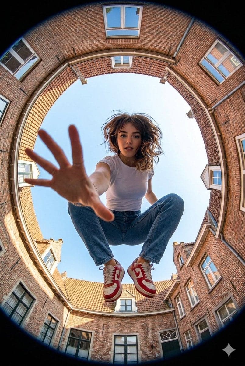 Make an Ultra-wide fisheye lens perspective shot from ground