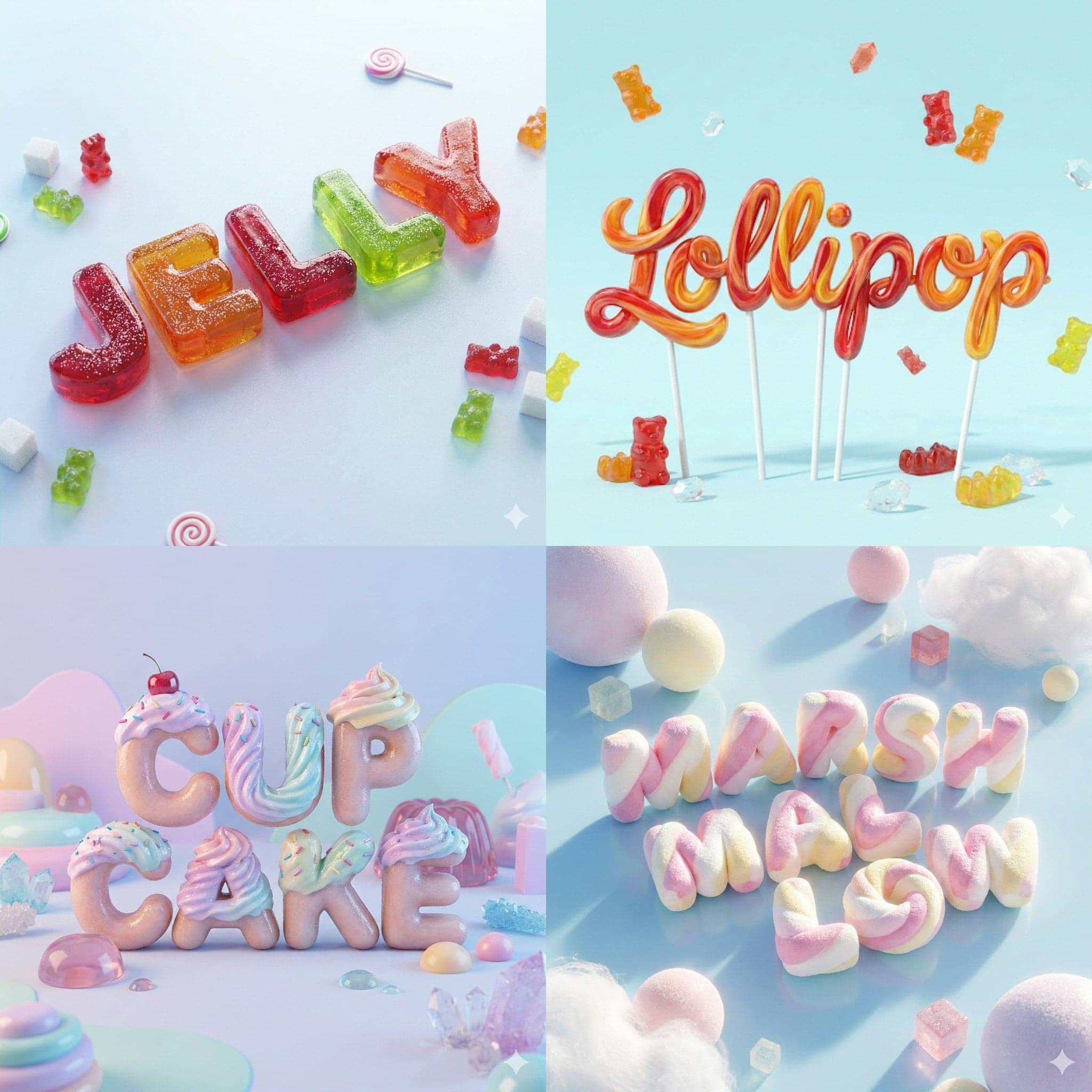 A smooth, ultra-realistic 3D render of the word [YOUR WORD] 