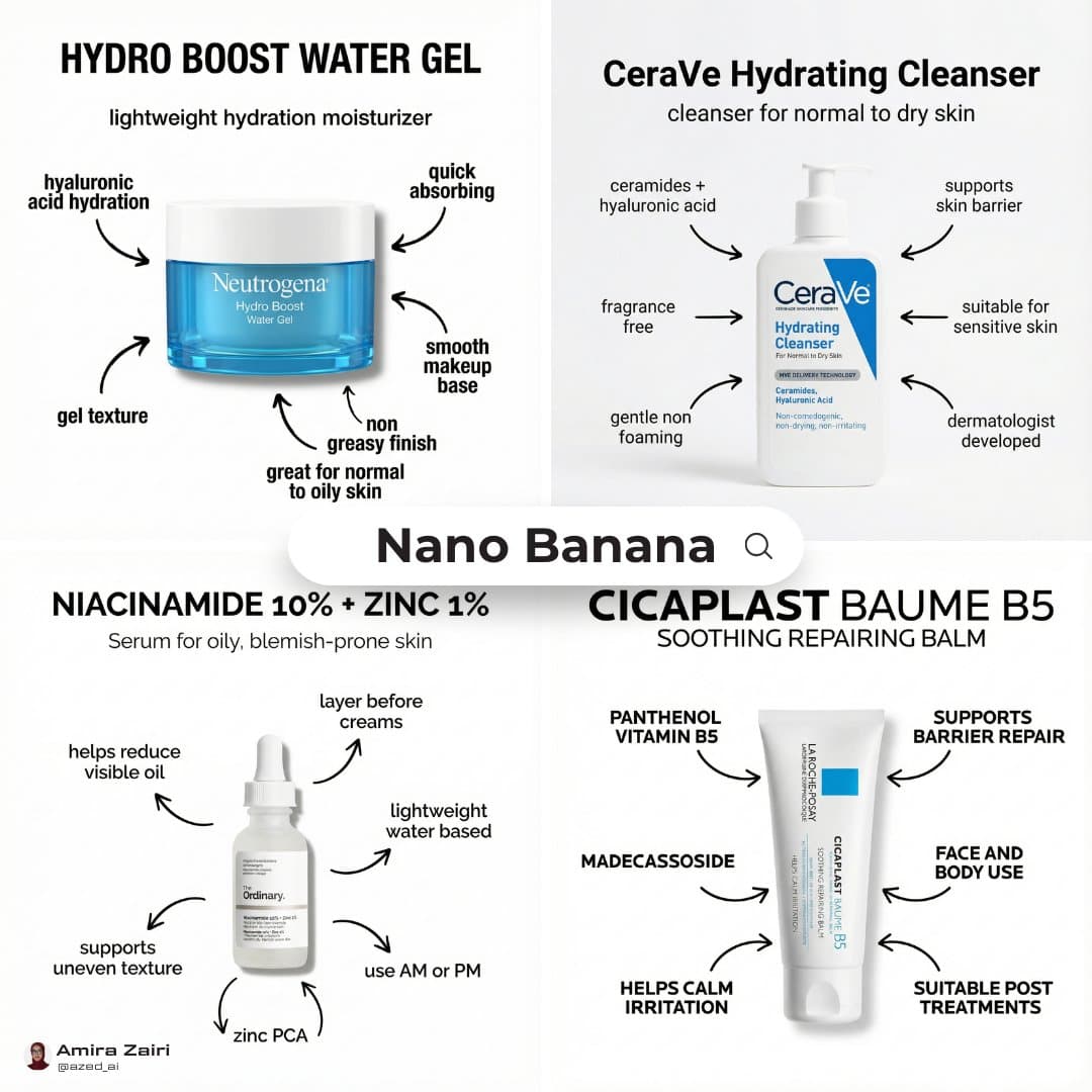 [product], clean skincare infographic poster, centered produ