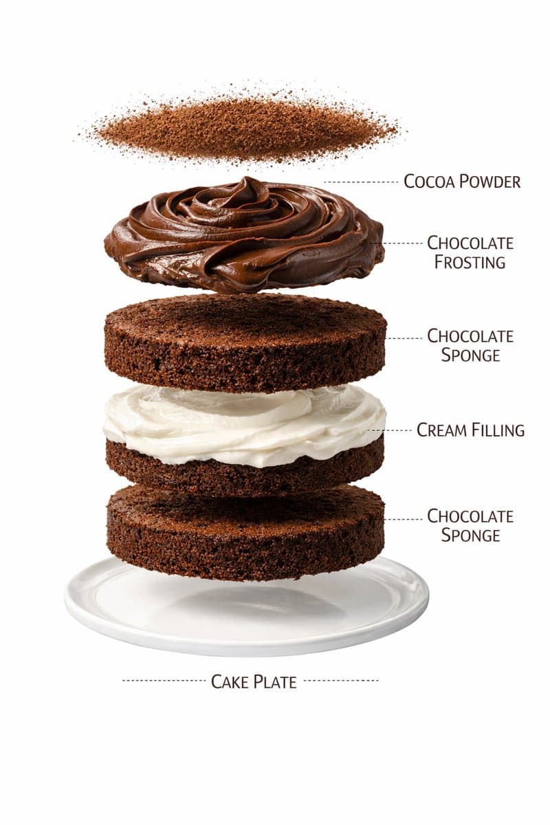 Ultra-realistic premium food photography of a layered chocol