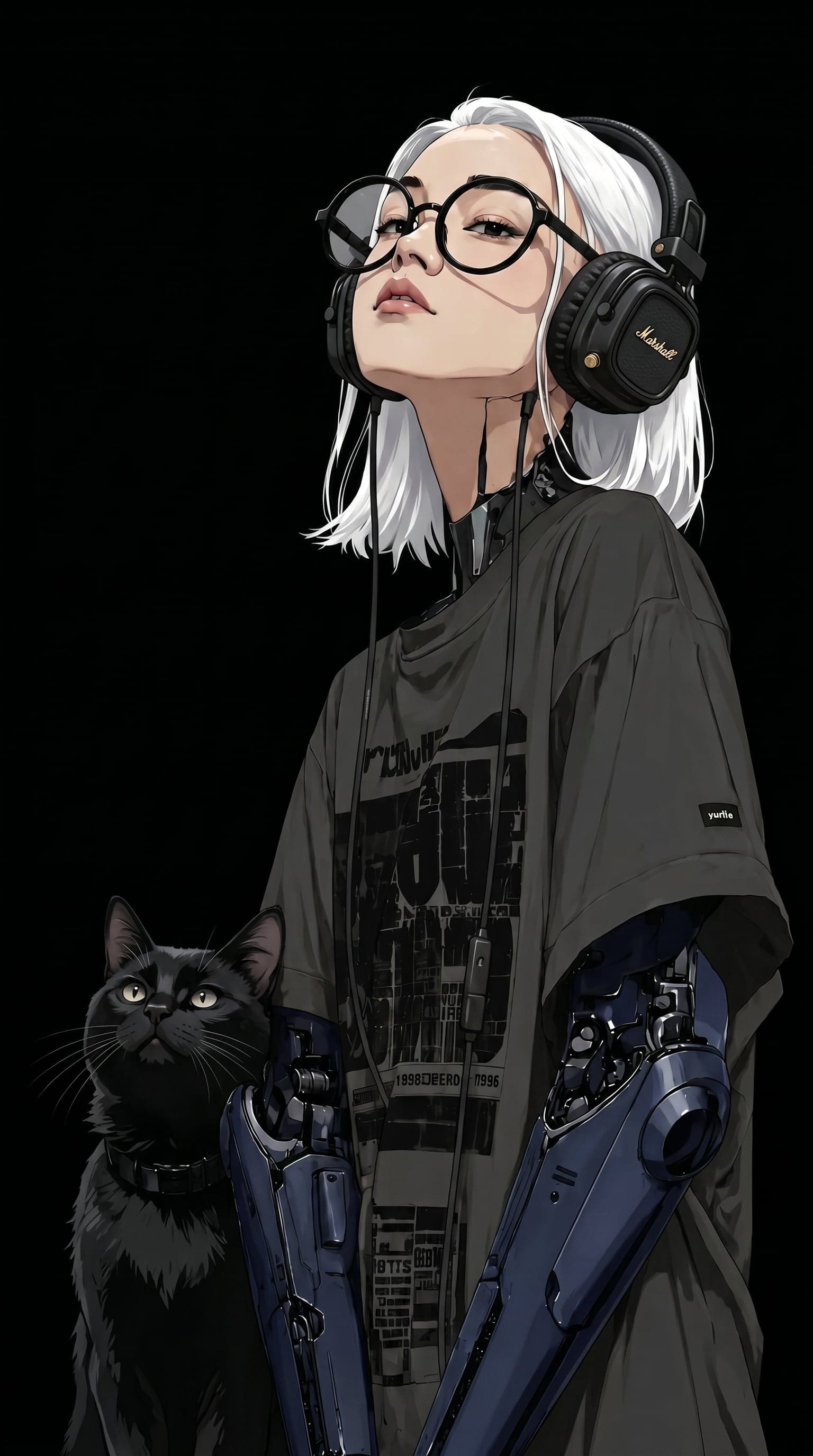 In this style, make the cat black, the color of the mechanic