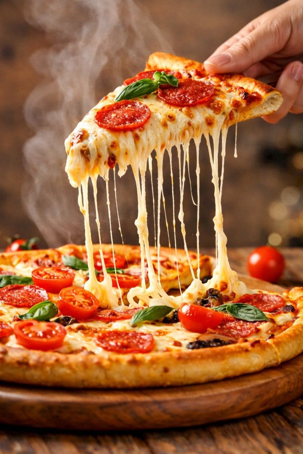 A hyper-realistic, cinematic close-up of a freshly baked pep