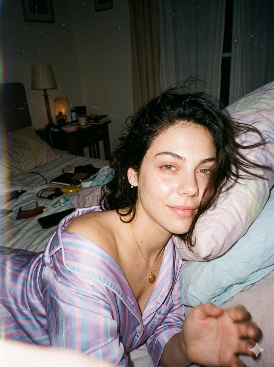 A candid disposable-camera snapshot of the same subject in t