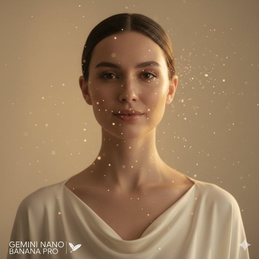 Calm eyes, simple elegance.
A high-fashion close-up portrai