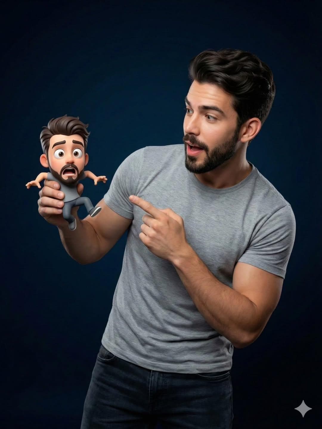 {
  "Objective": "Create a studio portrait blending a real h