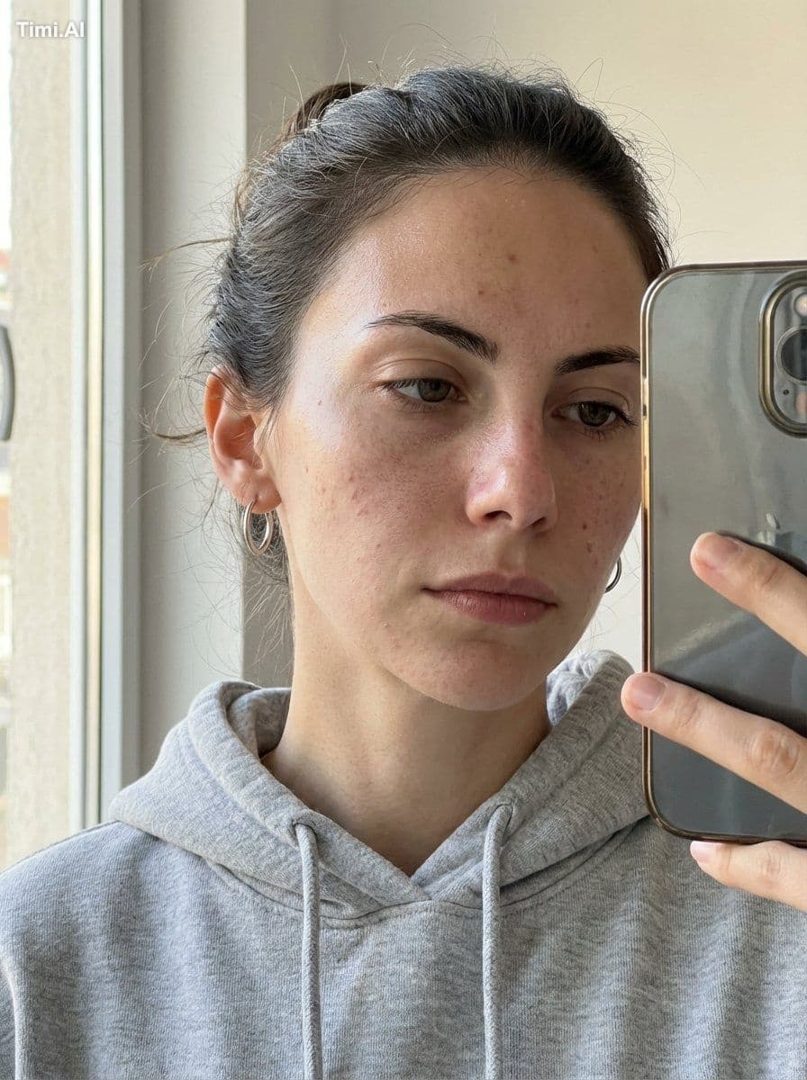 ultra-realistic smartphone mirror selfie of a woman late 20s