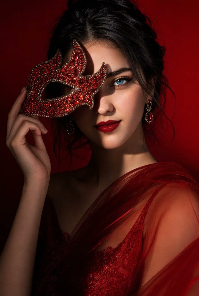 Editorial beauty portrait of a young woman holding a crystal