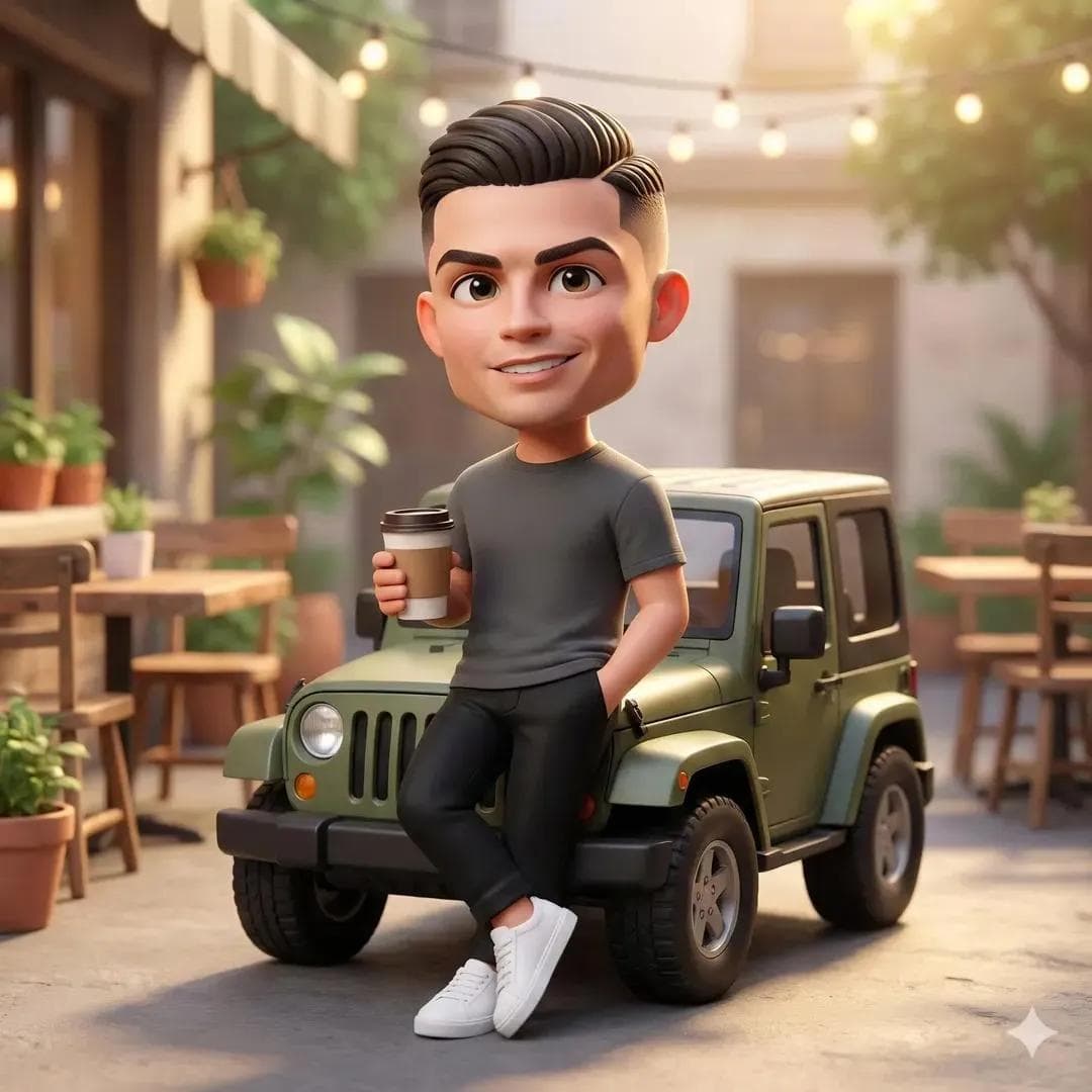 Ultra-detailed 3D chibi-style character with a big head and