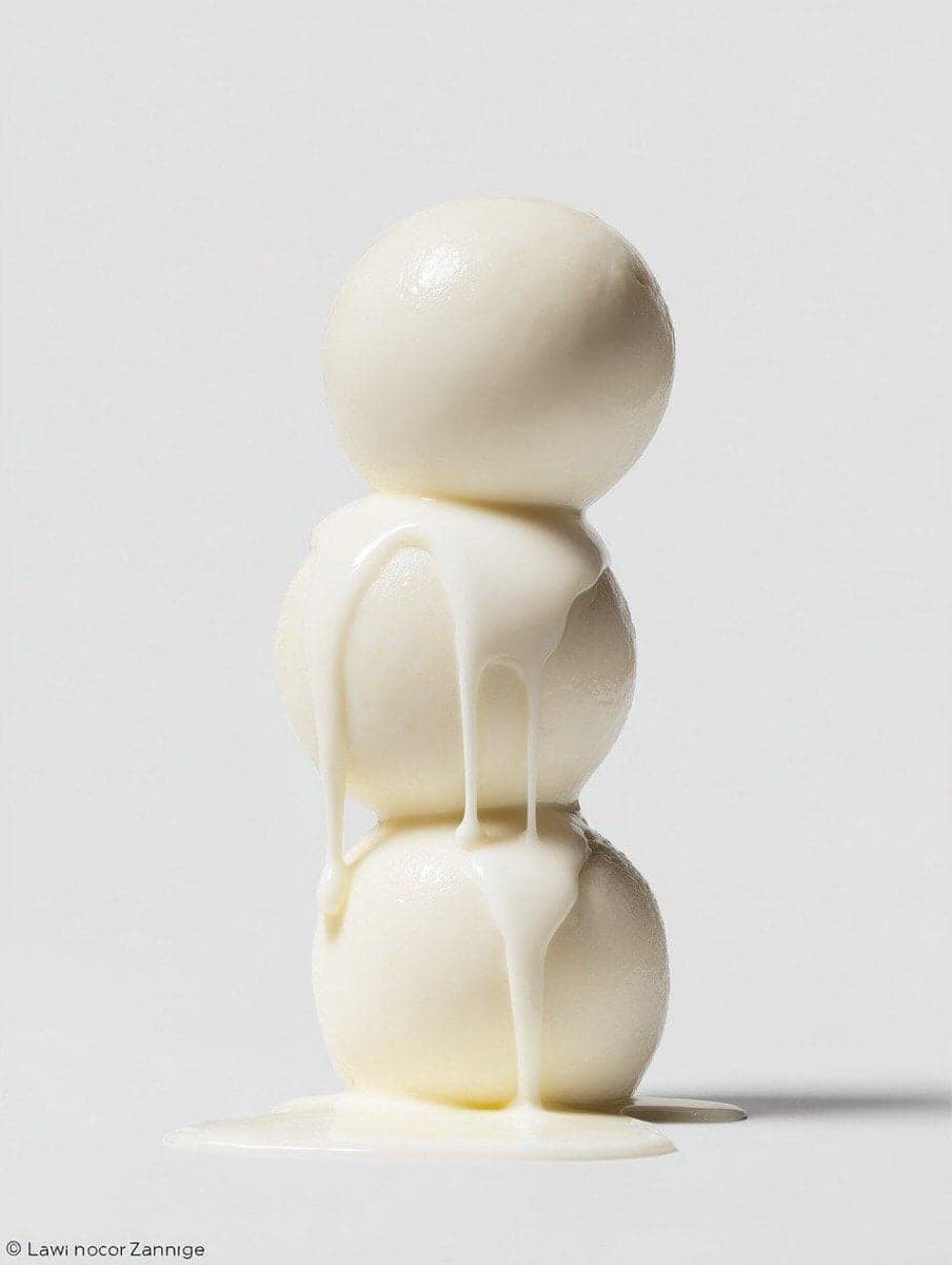 a stack of three [FOOD ITEM] with [LIQUID] dripping down, on