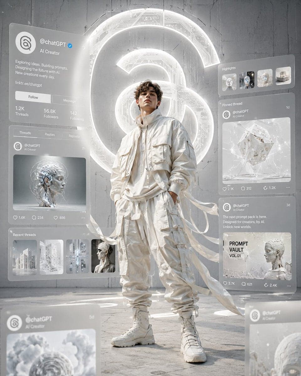 Ultra-cinematic editorial digital artwork in a clean white m