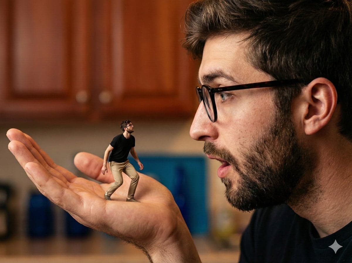A hyper-realistic, surreal composite shot utilizing forced p
