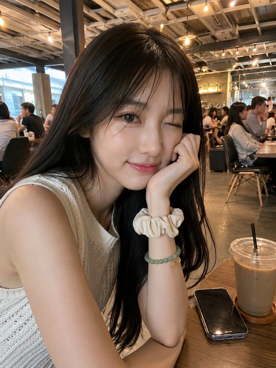 Ultra-realistic smartphone photo of a beautiful young Japane