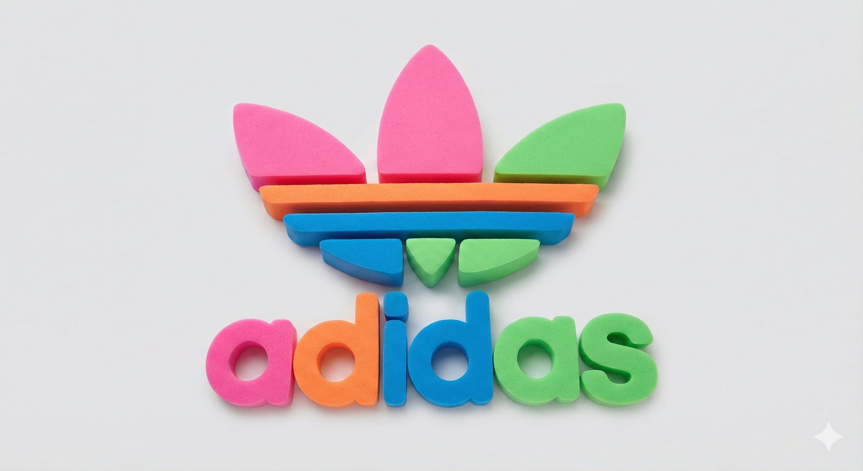 A chunky foam logo of [Brand Name] in bold neon colors. Soft