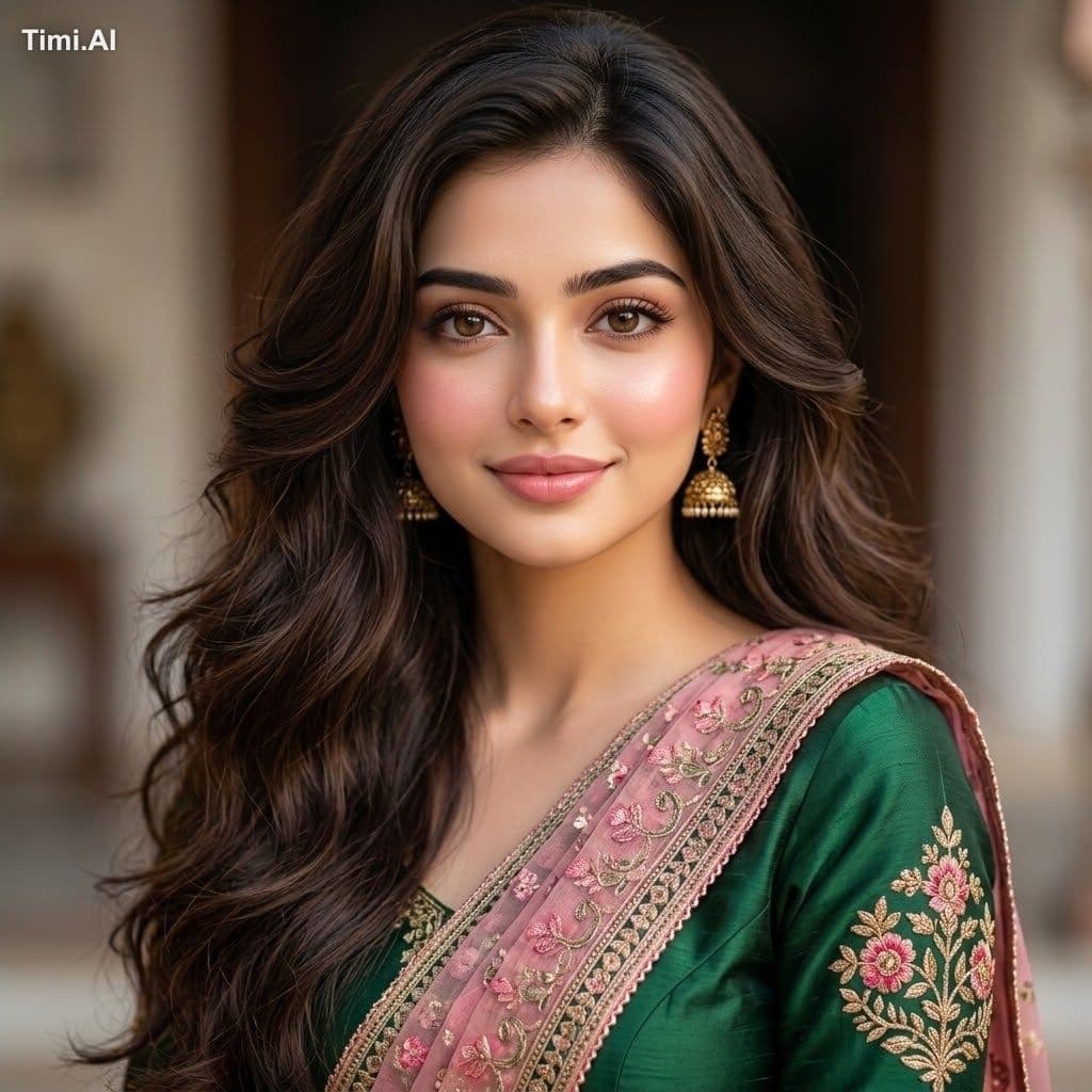 A high-quality, close-up portrait of a beautiful South Asian