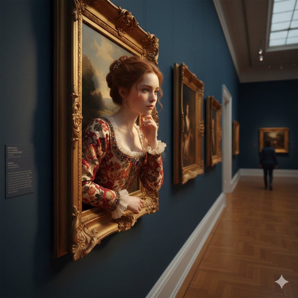 A surreal, ultra-realistic scene of a young woman emerging f