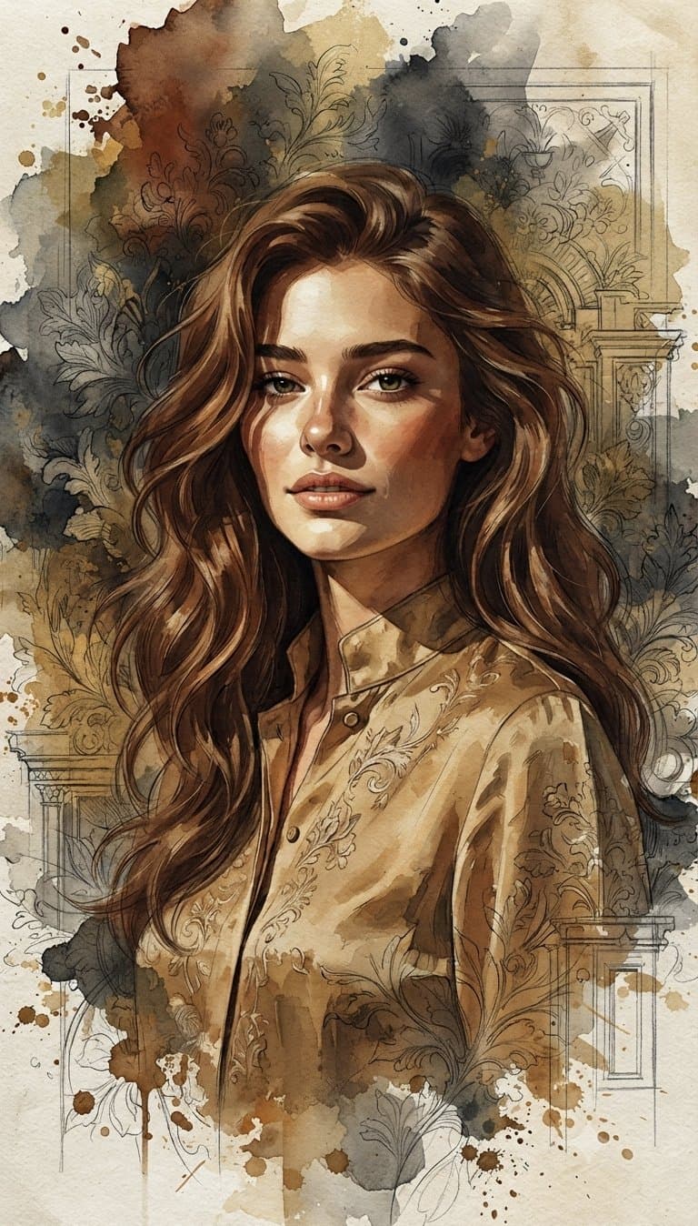 Create a series of artistic portraits that feature a beautif