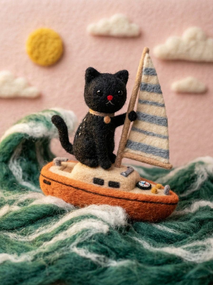 {
"target_style": "Handcrafted needle-felted wool miniatur
